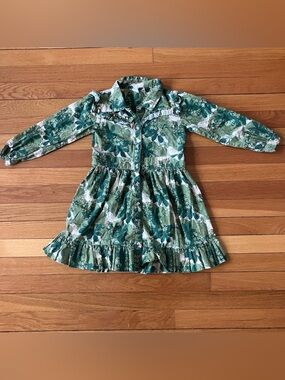 Kate Quinn Green Botanical Floral Organic Cotton Shirtdress Dress 6